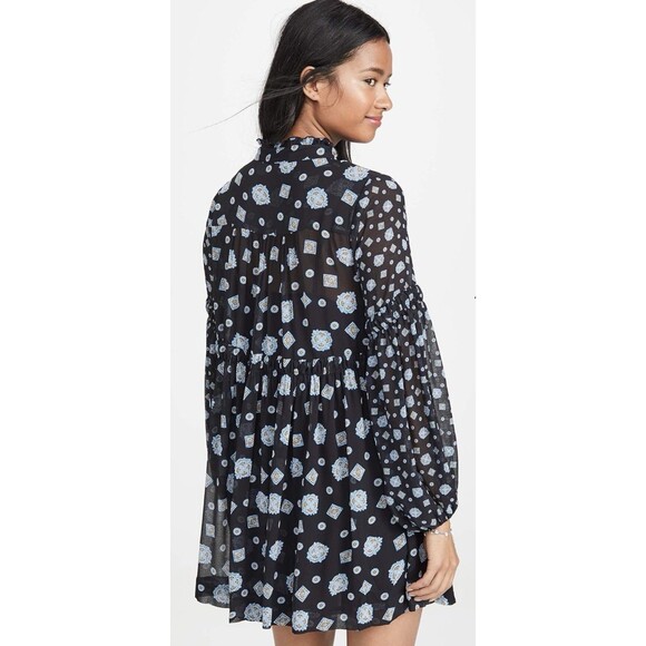 FREE PEOPLE Medallion Print Turn Turn Relaxed Fit Long Sleeve Mini Dress Medium - Picture 2 of 9